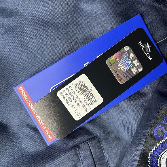 New Men's Dallas Cowboys NFL Team Apparel Satin Full Snap Varsity Navy Jacket XL - Picture 2 of 11